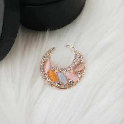 Picture of Stone & Metal Brooch /Hijab Pin/ Saree Pin for Women (Golden) (Imported) Model-BRC-1115 - 1 Piece - Brooch - Brooch for Women - হিজাব পিন