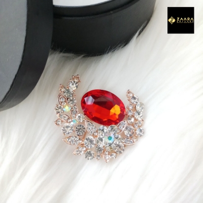 Picture of Stone & Metal Brooch /Hijab Pin/ Saree Pin for Women (Golden) (Imported) Model-BRC-1117 - 1 Piece - Brooch - Brooch for Women - হিজাব পিন