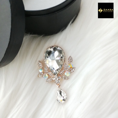 Picture of Stone & Metal Brooch /Hijab Pin/ Saree Pin for Women (Golden) (Imported) Model-BRC-1118 - 1 Piece - Brooch - Brooch for Women - হিজাব পিন