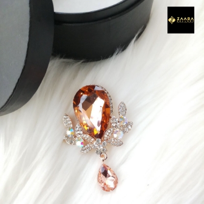 Picture of Stone & Metal Brooch /Hijab Pin/ Saree Pin for Women (Golden) (Imported) Model-BRC-1118 - 1 Piece - Brooch - Brooch for Women - হিজাব পিন