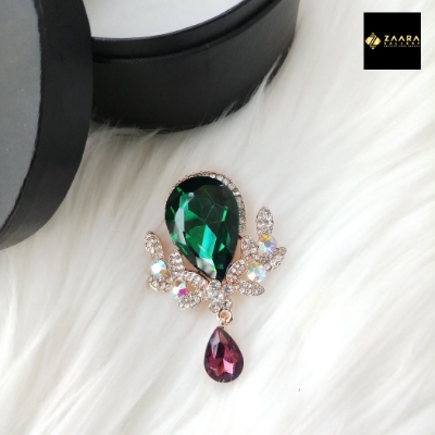 Picture of Stone & Metal Brooch /Hijab Pin/ Saree Pin for Women (Golden) (Imported) Model-BRC-1118 - 1 Piece - Brooch - Brooch for Women - হিজাব পিন