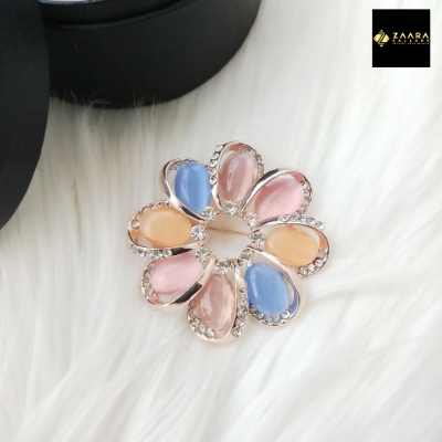 Picture of Stone & Metal Brooch /Hijab Pin/ Saree Pin for Women (Golden) (Imported) Model-BRC-1120 - 1 Piece - Brooch - Brooch for Women - হিজাব পিন