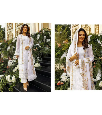 Picture of Unstitched Georgette Embroidery Work Free Size Designer Salwar Kamiz For Woman