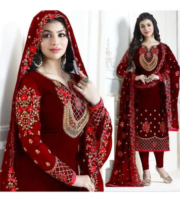 Picture of Unstitched Georgette Embroidery Work Free Size Designer Salwar Kamiz For Woman