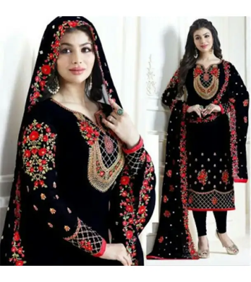 Picture of Unstitched Georgette Embroidery Work Free Size Designer Salwar Kamiz For Woman