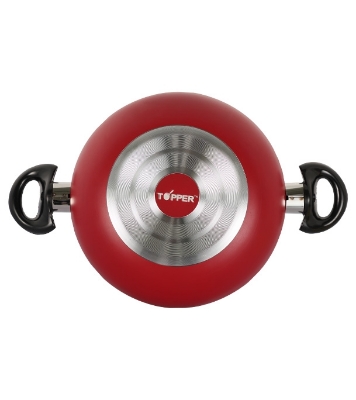Picture of Topper Nonstick Glamour Karai with Lid Red 24 Cm 