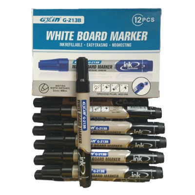 Picture of GXin G-213B Black Refillable Whiteboard Marker Pen - 12 Pieces
