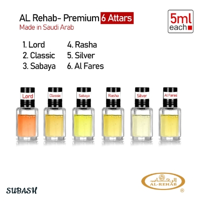 Picture of Al Rehab- Premium 6 Attars For Men & Women | 5ml Each | Made in Saudi Arab