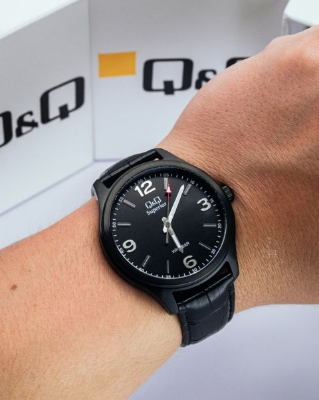 Buy Q&Q S00A-008PY Superior Black Dial Analog Leather Belt Watch for Men at Best Price In Bangladesh