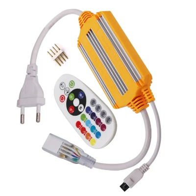 Picture of 5050 w waterproof led rgb controller with 24 key ir remote for 1500 2835 rgb led tape or neon light eu plug