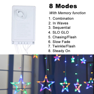 Picture of Led String Lights, 6 Point Star Shape, Fairy Decoration, Indoor Lighting, Birthday Party, Decorative Lamp