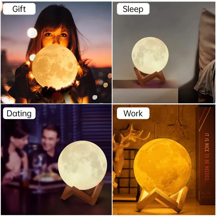 Picture of 3d printed galaxy lamp and moon lamp for room lighting