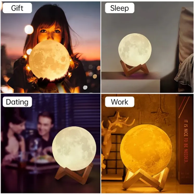 Picture of 3d printed galaxy lamp and moon lamp for room lighting