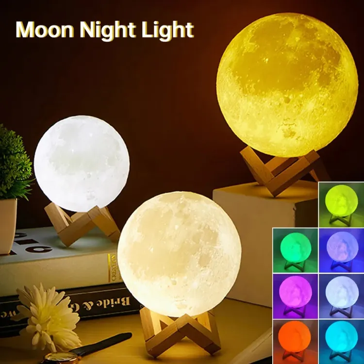 Picture of 3d printed galaxy lamp and moon lamp for room lighting
