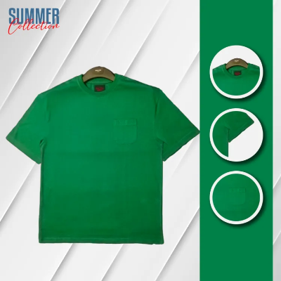 Buy Battle Green Color Drop Shoulder With Pocket T-Shirt For Men Online at Best Price in Bangladesh