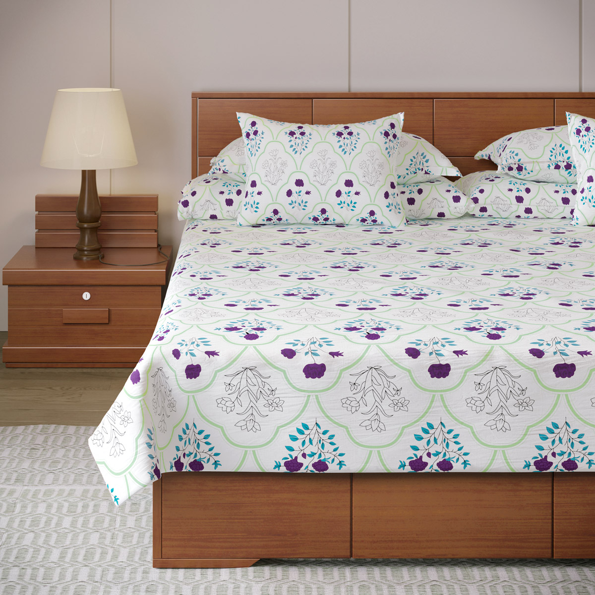 Picture of Regal Bed Sheet- Purple Flower