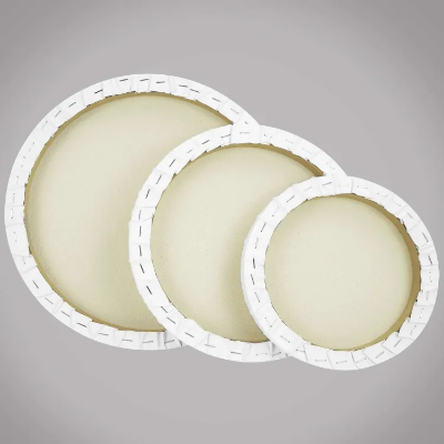 Picture of Round Canvas-4,6,8,10,12 Inch Diameter (1of Each)-100% Cotton, Primed White Blank Acid-Free Artists Shaped Canvas for Oil, Acrylic, Casting Art and Decor