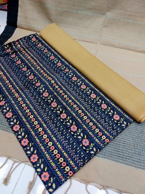 Picture of Premium Quality Unstitched Cotton Three Piece for Women Screen Printed Shalwar Kameez Orna 3pcs Stylish Fabric