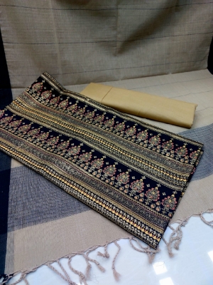 Picture of Premium Quality Unstitched Cotton Three Piece for Women Screen Printed Shalwar Kameez Orna 3pcs Stylish Fabric