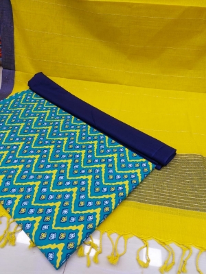 Picture of Premium Quality Unstitched Cotton Three Piece for Women Screen Printed Shalwar Kameez Orna 3pcs Stylish Fabric