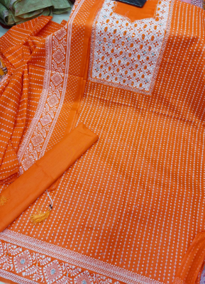 Picture of Premium Quality Cotton Embroidery Worked Printed Three Piece for Women Unstiched Skin Print 3 Piece New Gorgeous Salwar Kameez