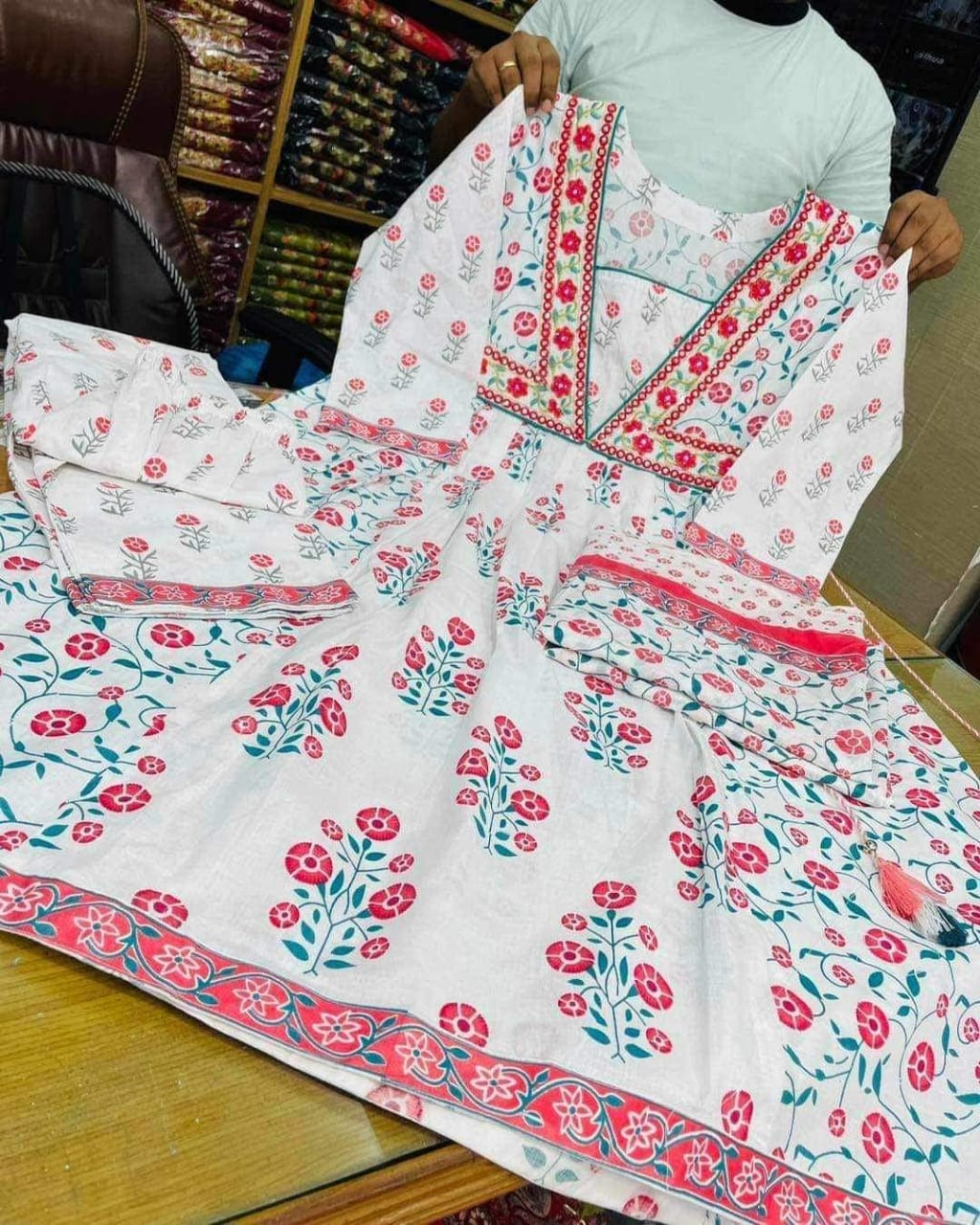 Picture of Women frock (3 pice ) Casual Dress Lady Solid Print Spring Summer multicolor Elegant Vestidos