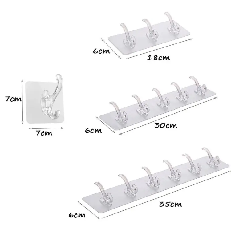 Picture of pvc/3/5/6 row traceless automation for bathroom, kitchen clothes hanger storage rack wall hook key holder