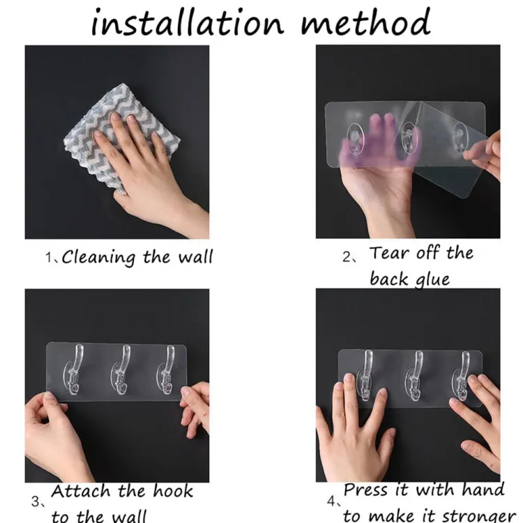 Picture of pvc/3/5/6 row traceless automation for bathroom, kitchen clothes hanger storage rack wall hook key holder