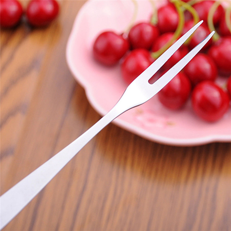 Picture of 1pcs Stainless Steel Flatware Fruit Fork Appetizer Snack Dessert Fork Birthday Party Fruit Pick Gadget Kitchen Accessories