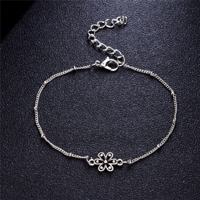 Picture of Bohemian Personality Sun Flower Rose Female Anklets Bead Chain Double Layer Anklet Foot Jewelry Ankle Bracelets For Women Leg Chain