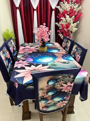 Buy 3D Print Premium Dining Table Cloth & Chiar Cover Set 7 in 1 TC-136 at Best Prices in Bangladesh