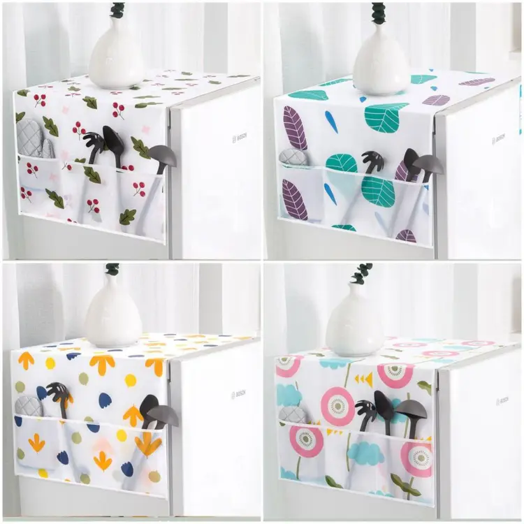 Picture of Cute Cartoon Print Dust Cover Washing Machine Cover Refrigerator Organizer Fridge Dust Cover With Pocket Home Décor