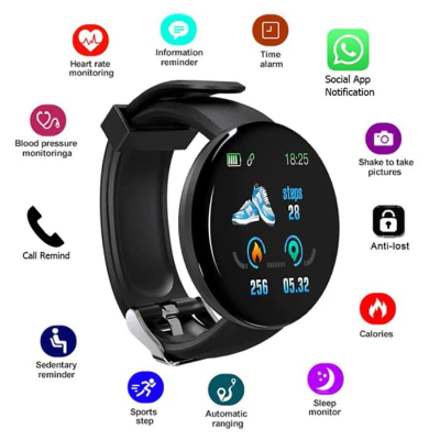 Picture of D18 Bluetooth Smart Watch Men Blood Pressure Smartwatch Women Waterproof Sport Heart Rate Fitness Tracker Smart Clock Watches