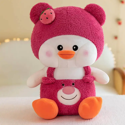 Picture of Lovely Strawberry Duck Doll Plush Stuffed Animals Cute Duck Toy