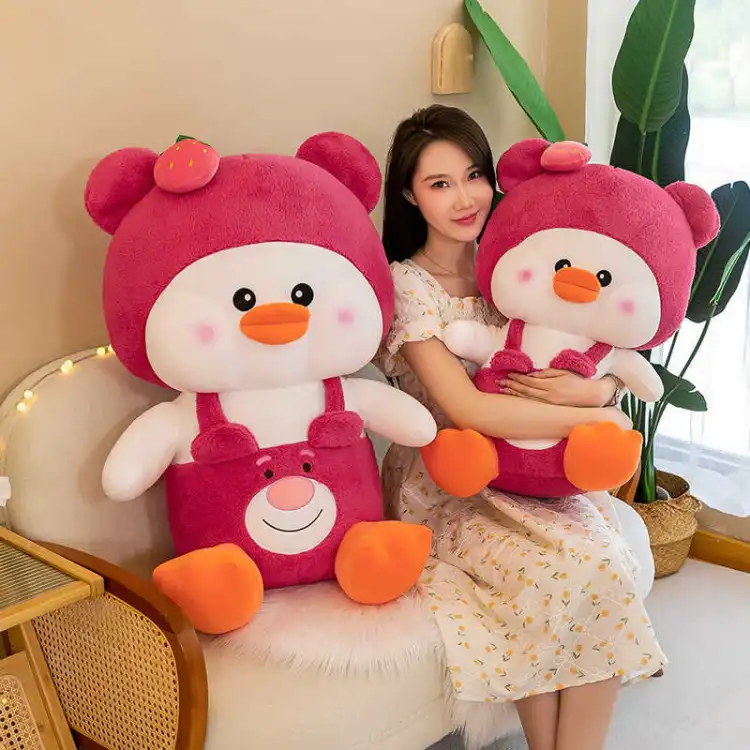 Picture of Lovely Strawberry Duck Doll Plush Stuffed Animals Cute Duck Toy