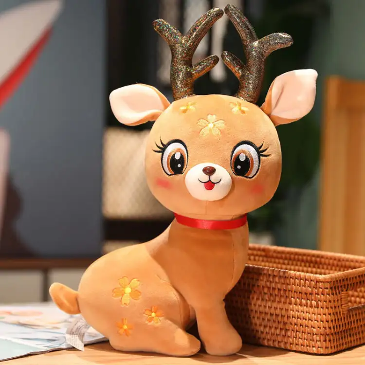 Picture of Cute Deer Plush Animal Stuffed Toy Soft Dolls for Home Décor