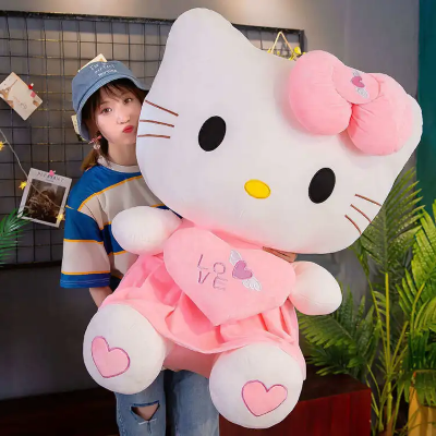 Picture of badgeBig Hello Kitty Plush Soft Toys Cute Stuffed Kitty Doll Hugging Pillow with Love Heart