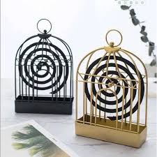 Picture of Birdcage Shape Iron 1Pcs - Mosquito Coil Holder Stand Mosquito Repellent Incense Burner Holder Hanger for Indoor Home Living Room Bedroom Hotel-Black