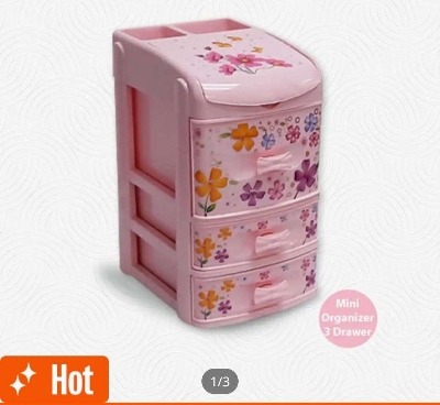 Picture of 3 Drawer Mini Organizer / Wardrobe - Pink