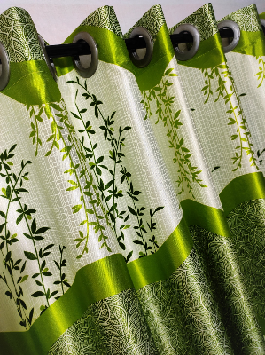 Buy Curtain Porda Synthetic curtains Indian porda window protector 45*80 inch standard size Green and white art 4 kuchi curtain at Best Price In Bangladesh