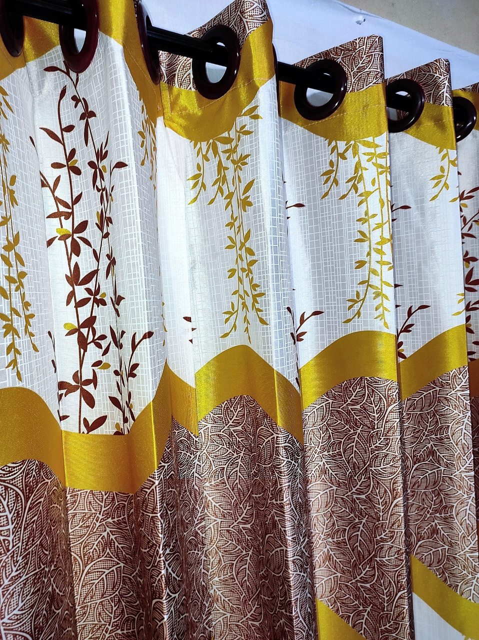 Buy Curtain Porda Synthetic curtains Indian porda window protector 45*80 inch standard size Yellow and white art 4 kuchi curtain at Best Price In Bangladesh