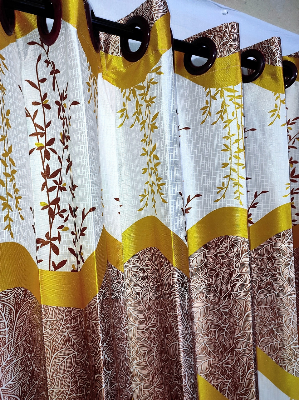 Buy Curtain Porda Synthetic curtains Indian porda window protector 45*80 inch standard size Yellow and white art 4 kuchi curtain at Best Price In Bangladesh