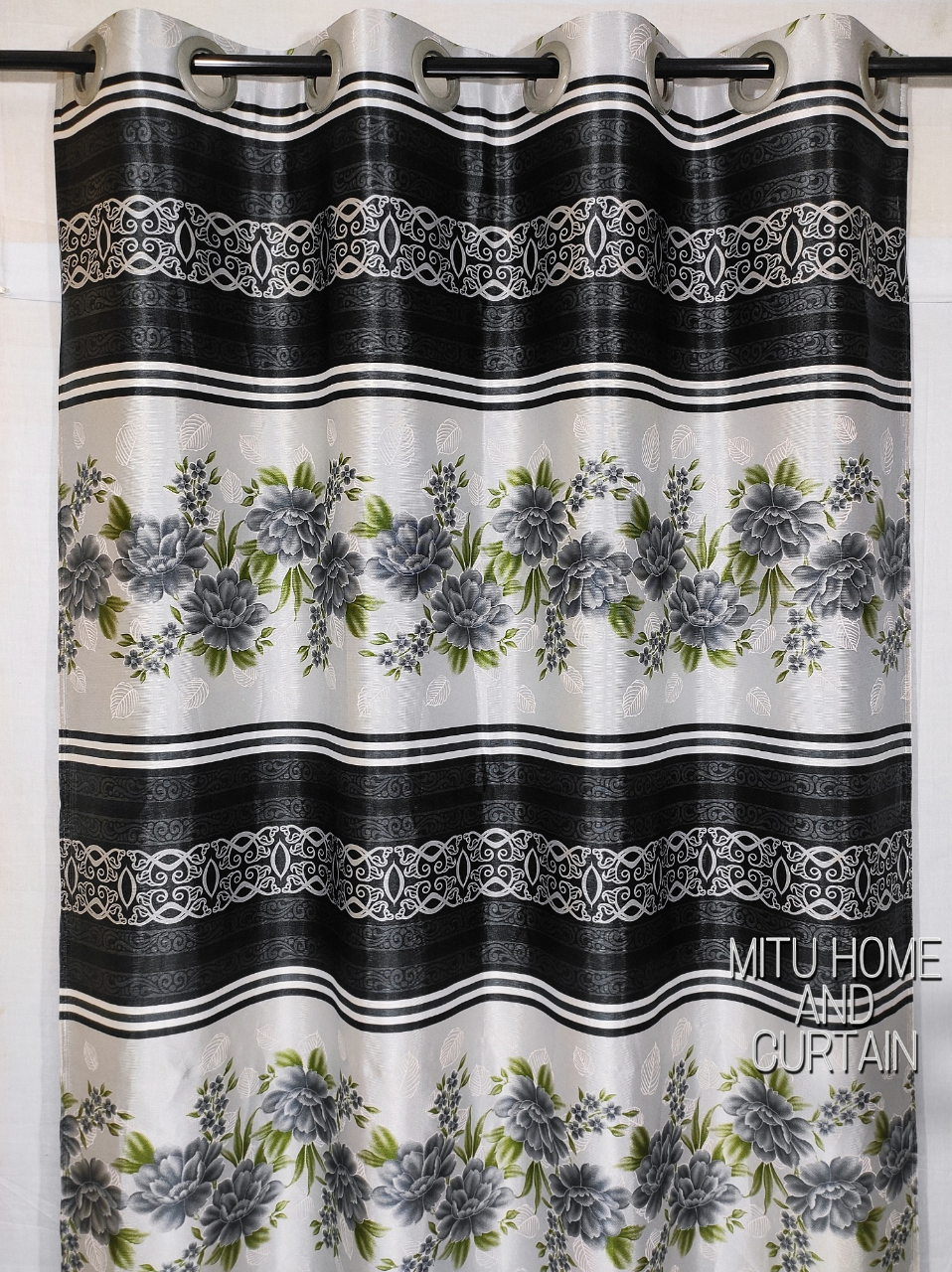Buy Curtain Porda Synthetic curtains Indian porda window protector 45*80 inch standard size Black flower art 4 kuchi curtain at Best Price In Bangladesh