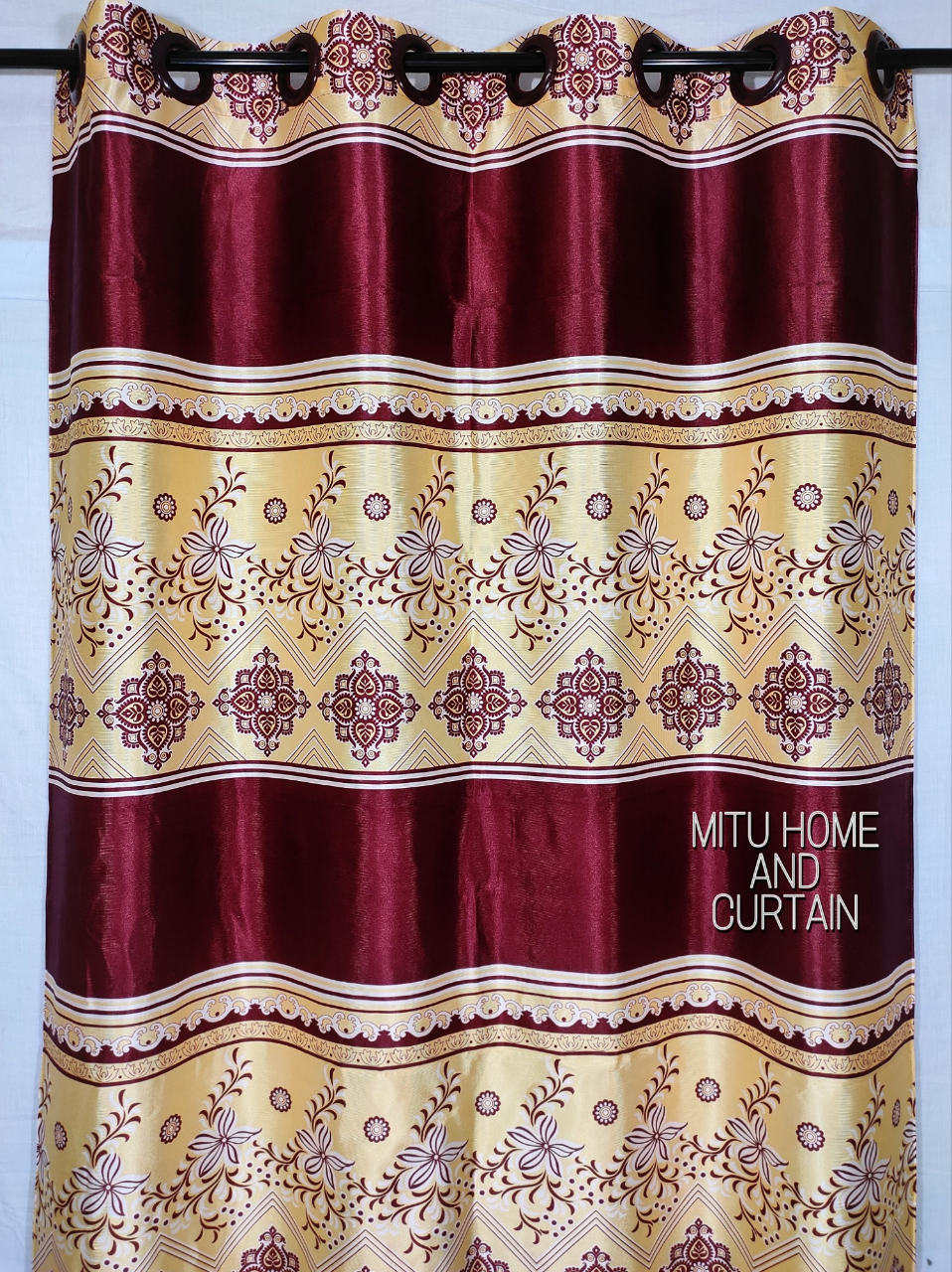 Buy Curtain Porda Synthetic curtains Indian porda window protector 45*80 inch standard size Marron garap  art 4 kuchi curtain at Best Price In Bangladesh