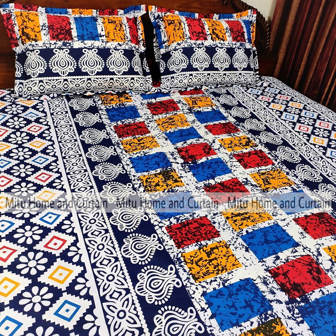 Buy King Size Bed Sheet Set with Pillow Cover Chador set 7.5×8.25 feet Full Cotton Fabric in Red, Blue, Pink, Green - Reliable and Durable Bedding Online at Best Price In Bangladesh