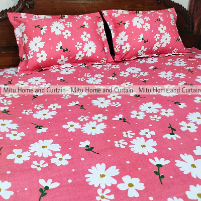 Buy King Size Bed Sheet Set with Pillow Cover Chador set 7.5×8.25 feet Full Cotton Fabric in Red, Blue, Pink, Green - Reliable and Durable Bedding Online at Best Price In Bangladesh