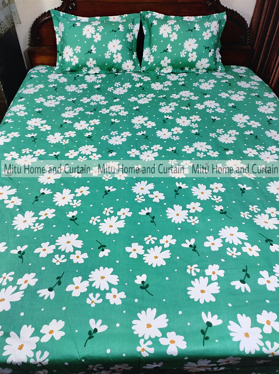 Buy King Size Bed Sheet Set with Pillow Cover Chador set 7.5×8.25 feet Full Cotton Fabric in Red, Blue, Pink, Green - Reliable and Durable Bedding Online at Best Price In Bangladesh