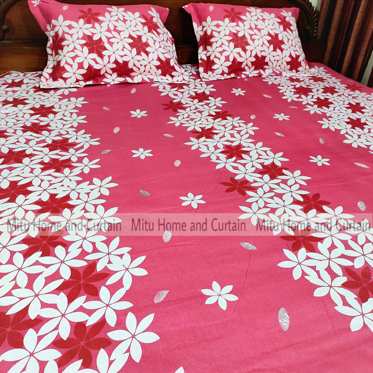 Buy King Size Bed Sheet Set with Pillow Cover Chador set 7.5×8.25 feet Full Cotton Fabric in Red, Blue, Pink, Green - Reliable and Durable Bedding Online at Best Price In Bangladesh