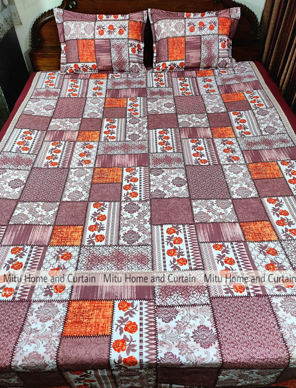 Buy King Size Bed Sheet Set with Pillow Cover Chador set 7.5×8.25 feet Full Cotton Fabric in Red, Blue, Pink, Green - Reliable and Durable Bedding Online at Best Price In Bangladesh