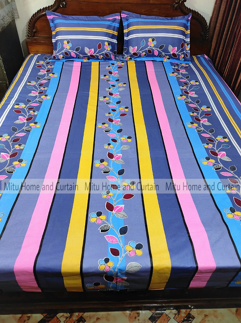 Buy King Size Bed Sheet Set with Pillow Cover Chador set 7.5×8.25 feet Full Cotton Fabric in Red, Blue, Pink, Green - Reliable and Durable Bedding Online at Best Price In Bangladesh
